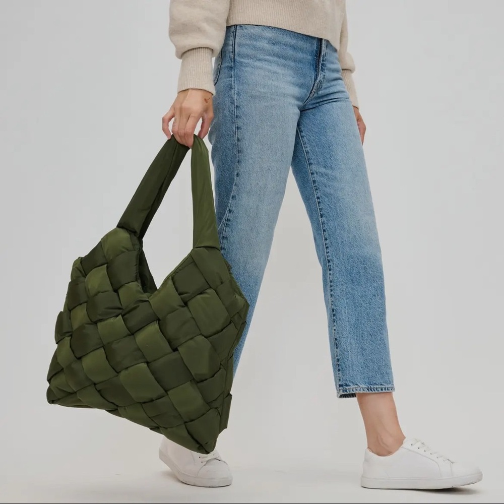Olive Green Quilted Hobo Bag